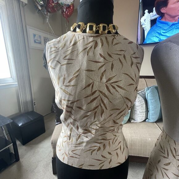 3 Piece Kasper ASL Suit Jacket Top Skirt Size 10 with Floral Tan Career Feminine - Picture 8 of 11